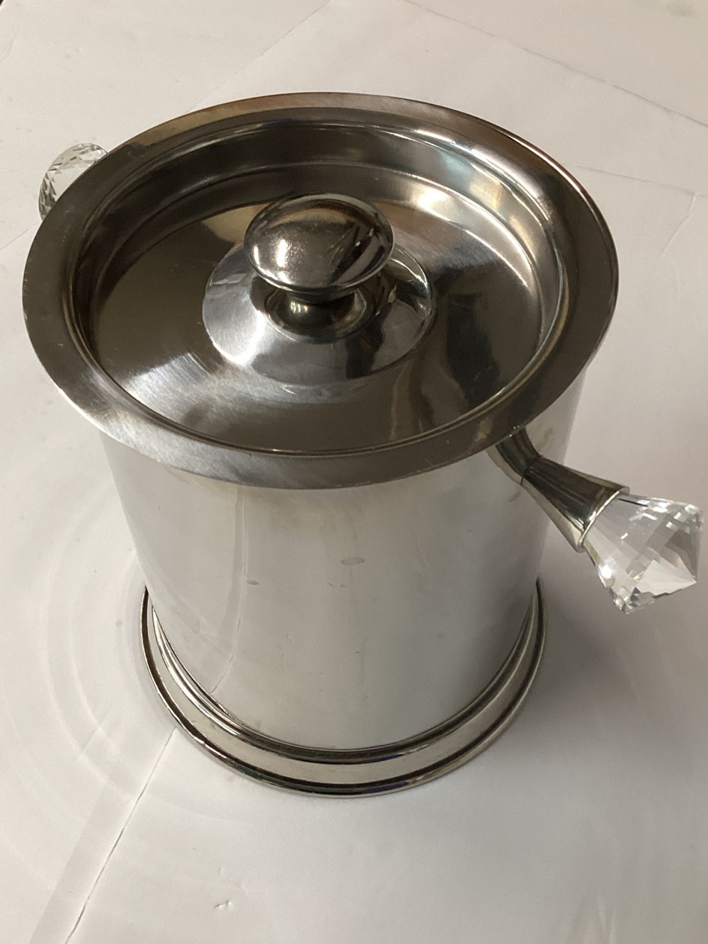 Isaac Mizrahi Polished Stainless Ice Bucket with Crystal Handles - Silver